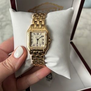 Cartier gold watch panther with diamonds